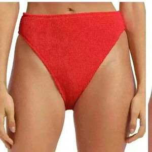 NWT Good American Good Waist High-waisted Textured Bikini Bottom Poppy Red 00/0